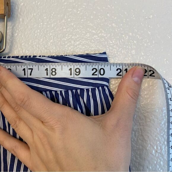 LANE BRYANT PLUS SIZE blue STRIPED BUTTON FRONT TIERED MAXI coastal SKIRT 18/20 - Picture 5 of 9